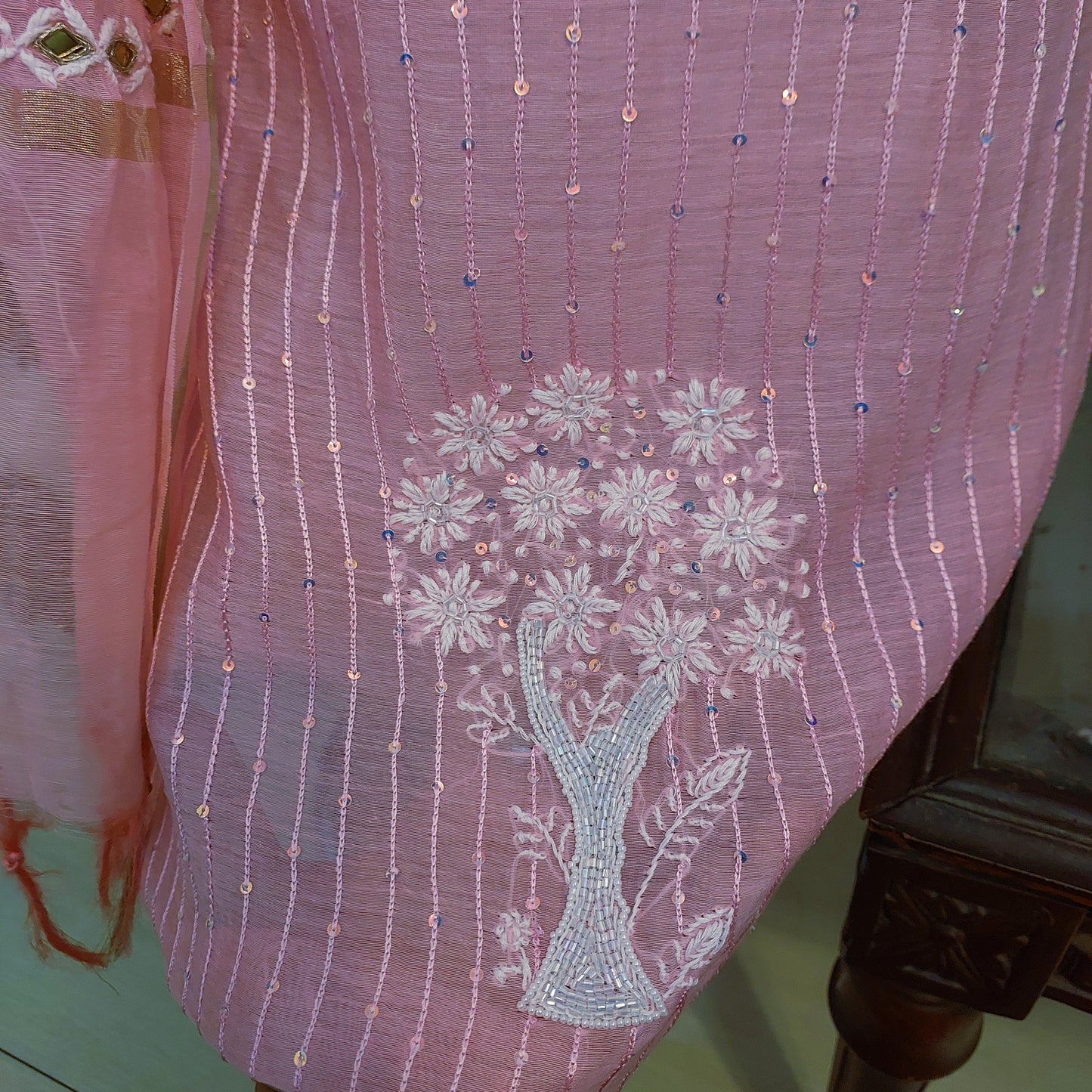 Mul Chanderi Chikankari Suit