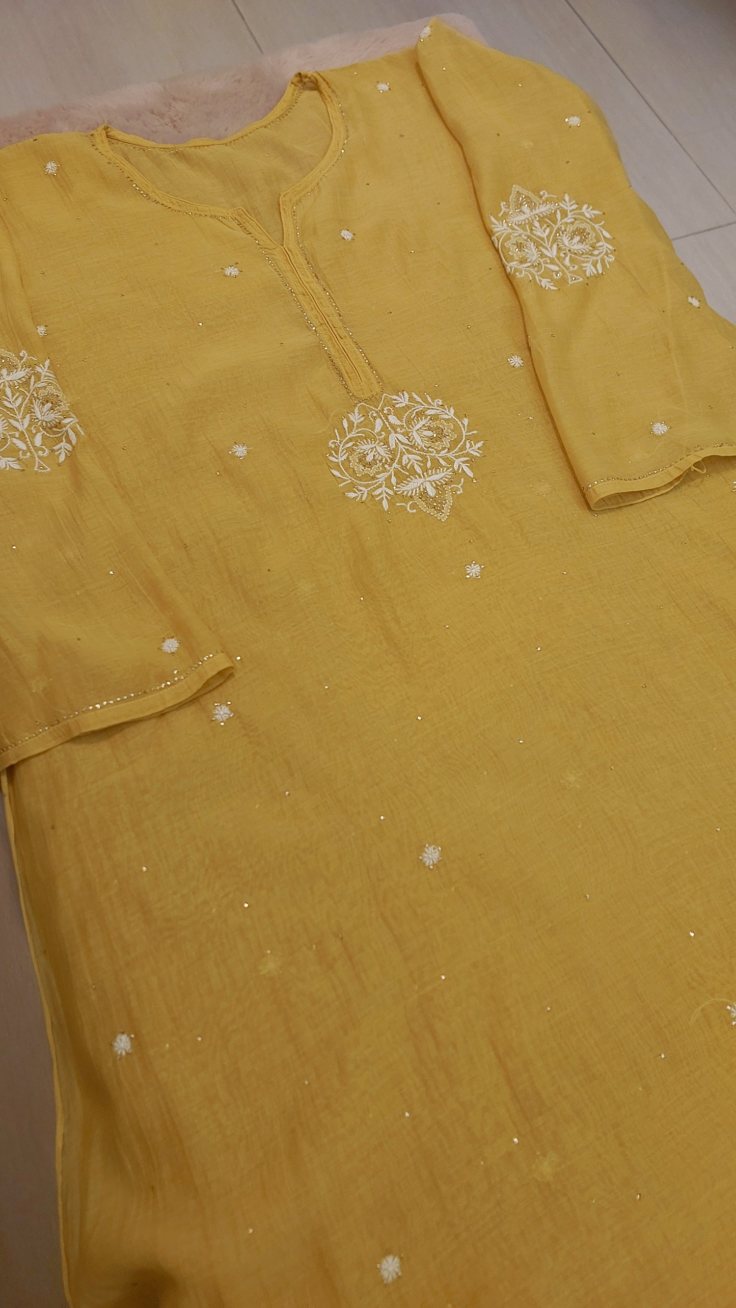 Nigar - Mul Chanderi Kurta Purple Mustard
