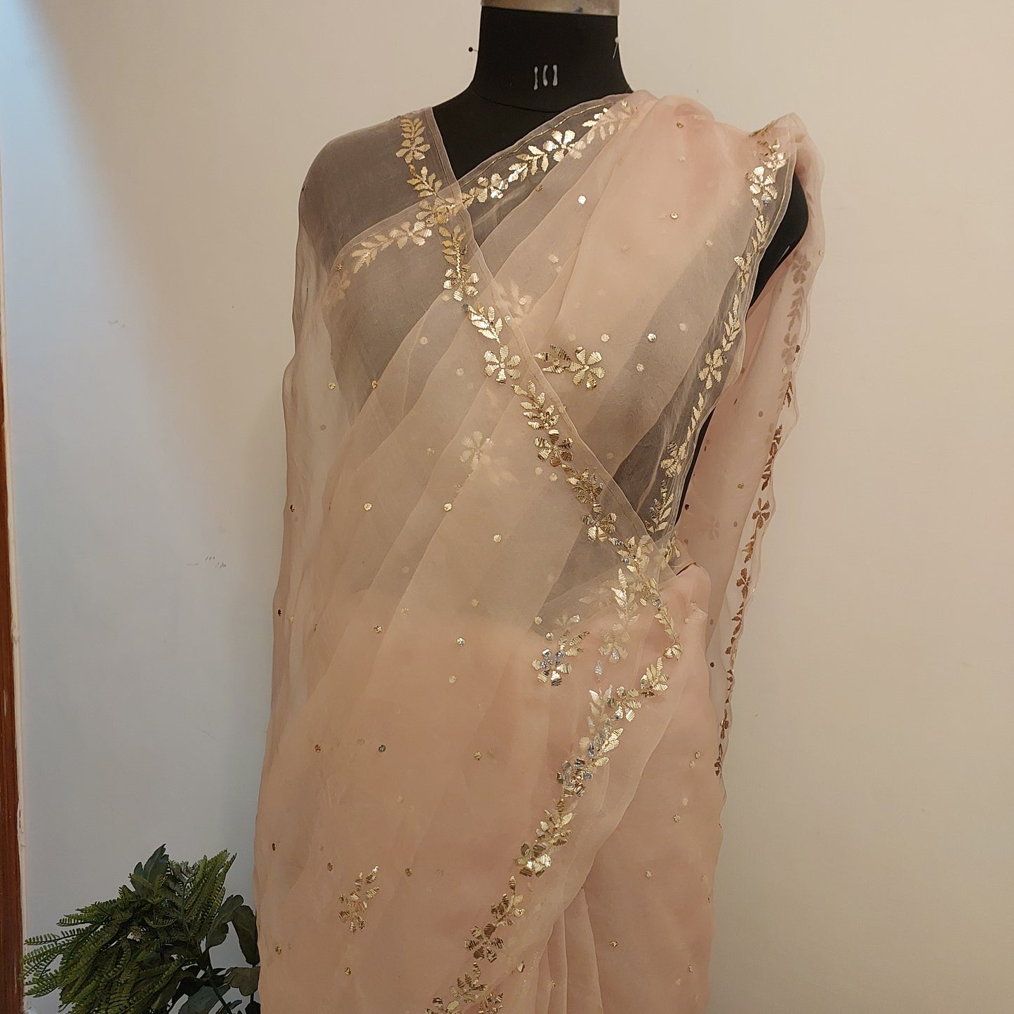 Madhumalti ~ Pure Organza Mukaish Saree