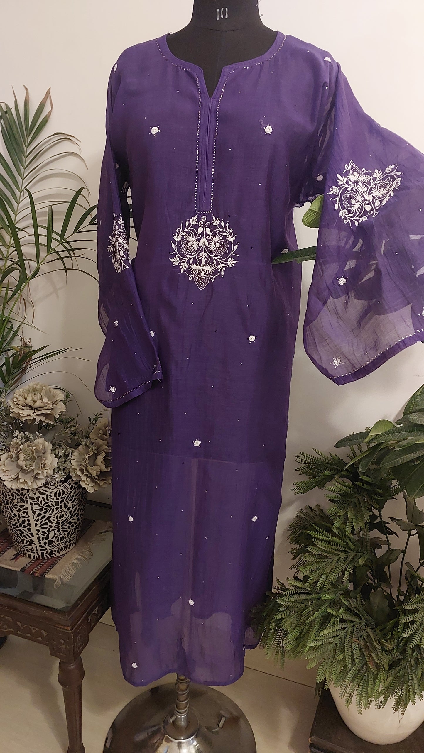 Nigar - Mul Chanderi Kurta Purple