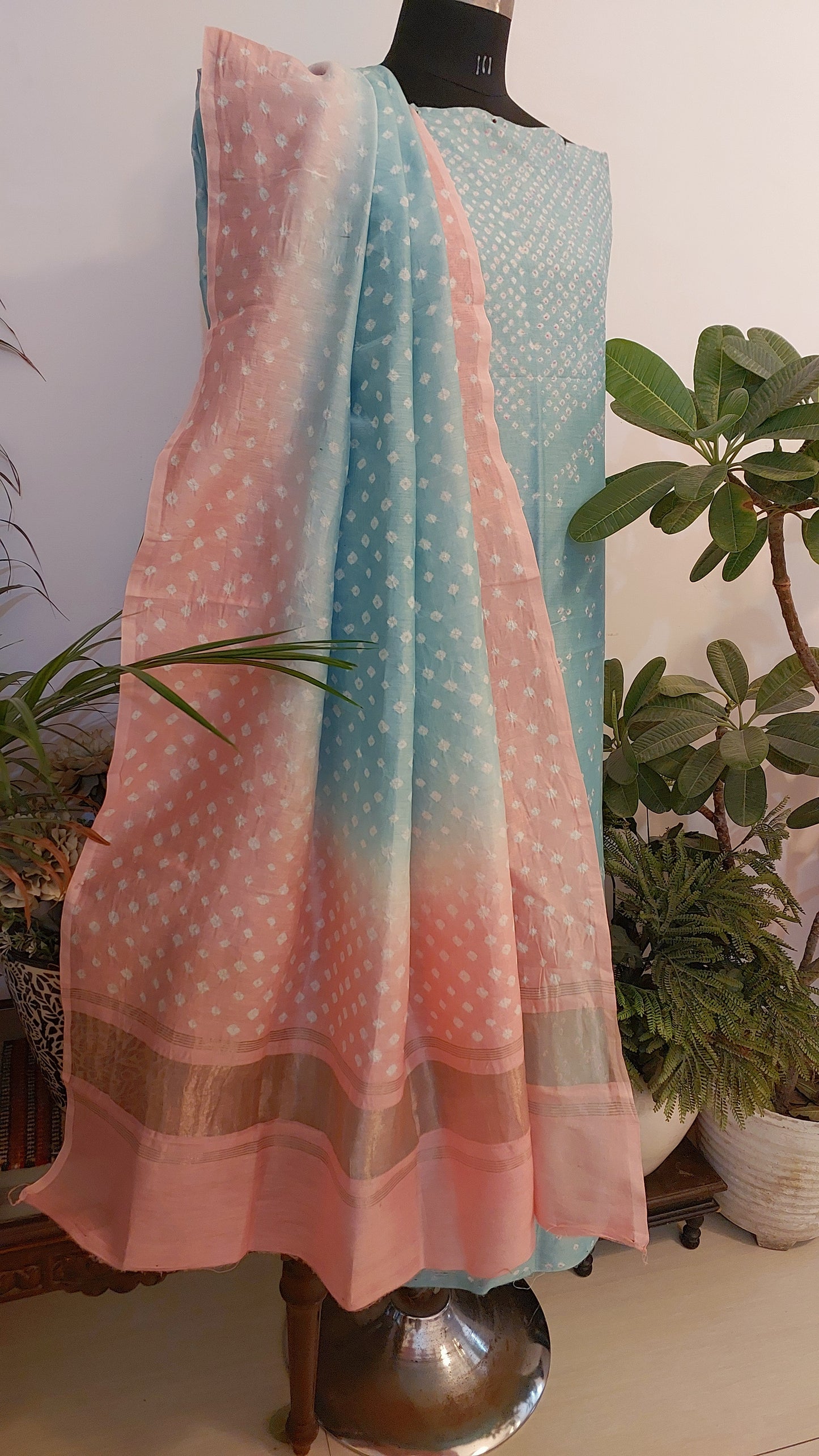 Chanderi Silk Bandhani Set