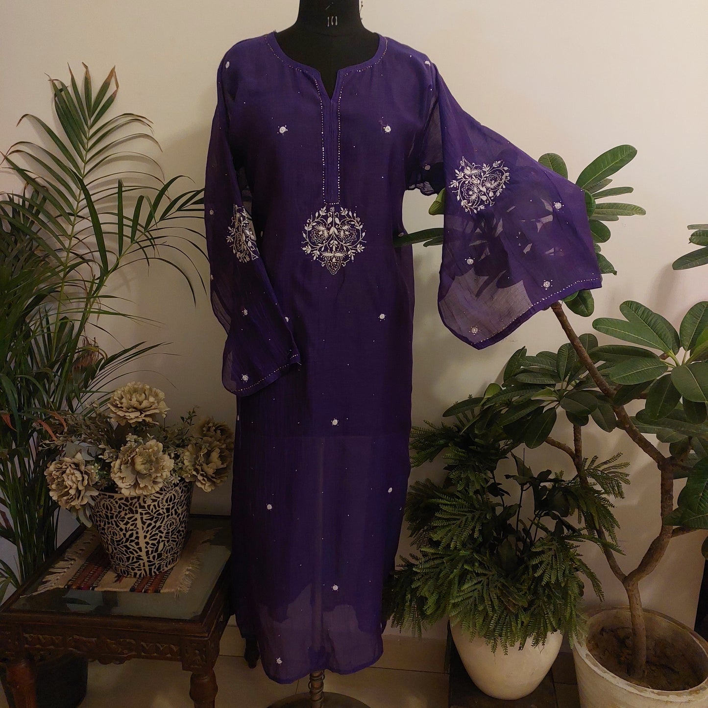 Nigar - Mul Chanderi Kurta Purple