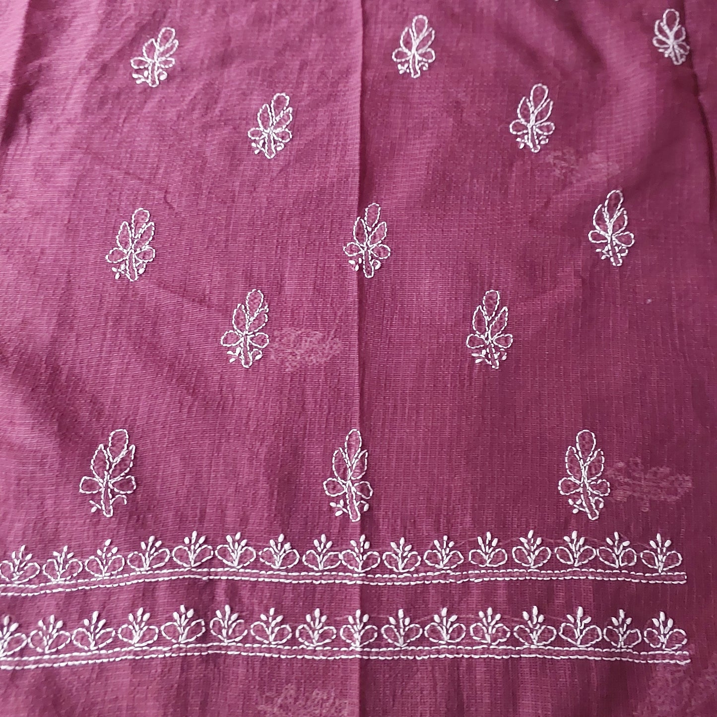 Kota Doriya Rose Chikankari (Deep Wine)