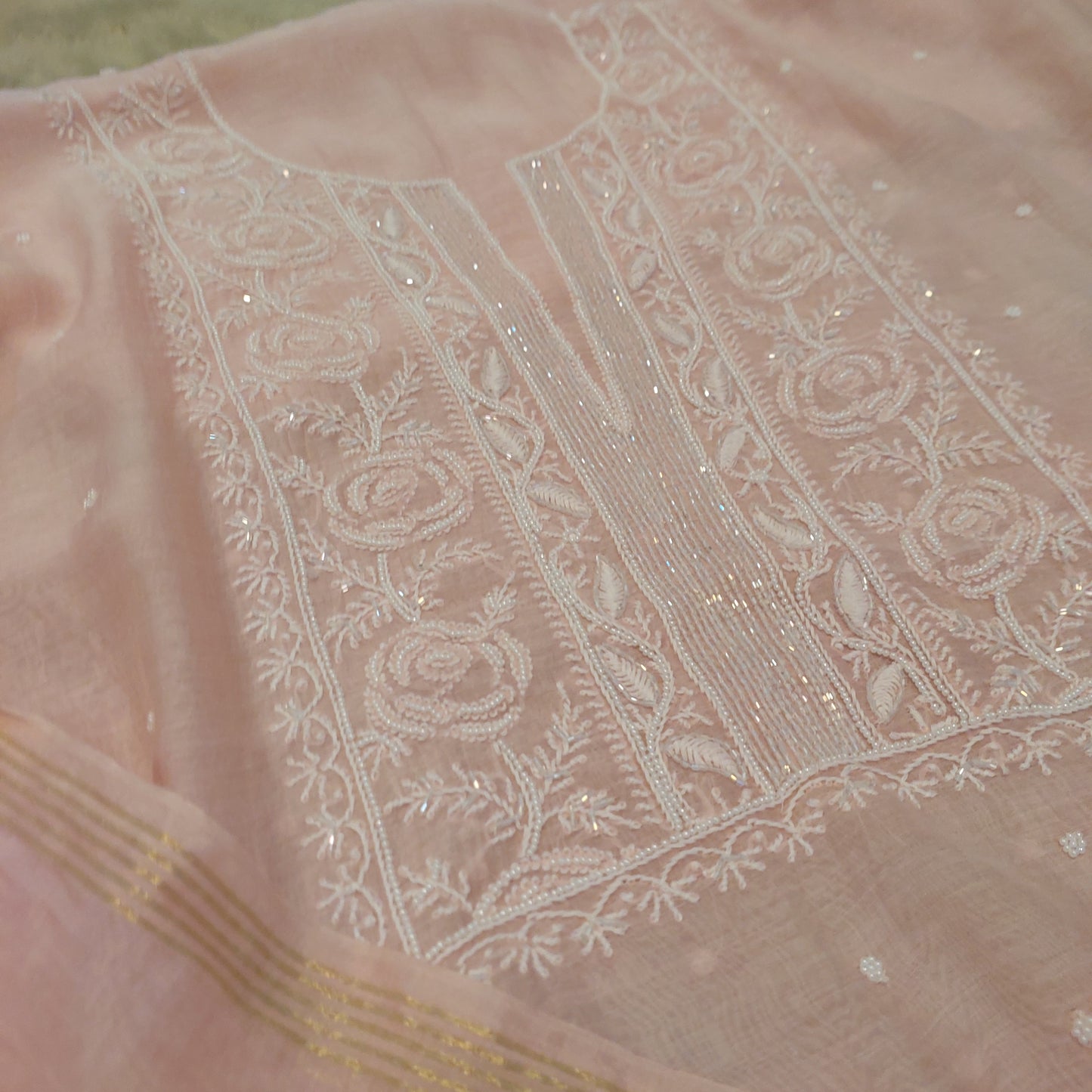 Mul Chanderi Rose (Powder Pink)