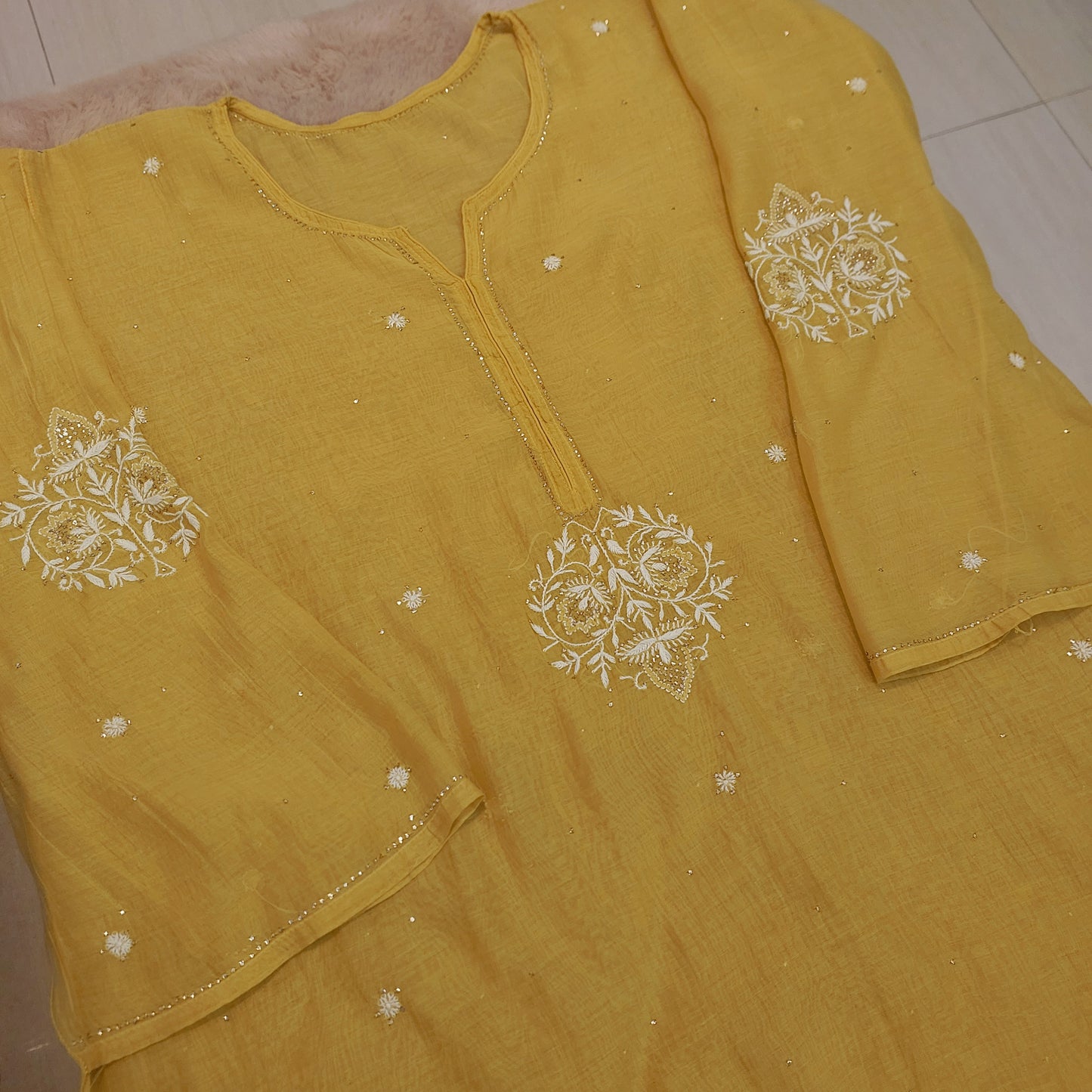 Nigar - Mul Chanderi Kurta Purple Mustard