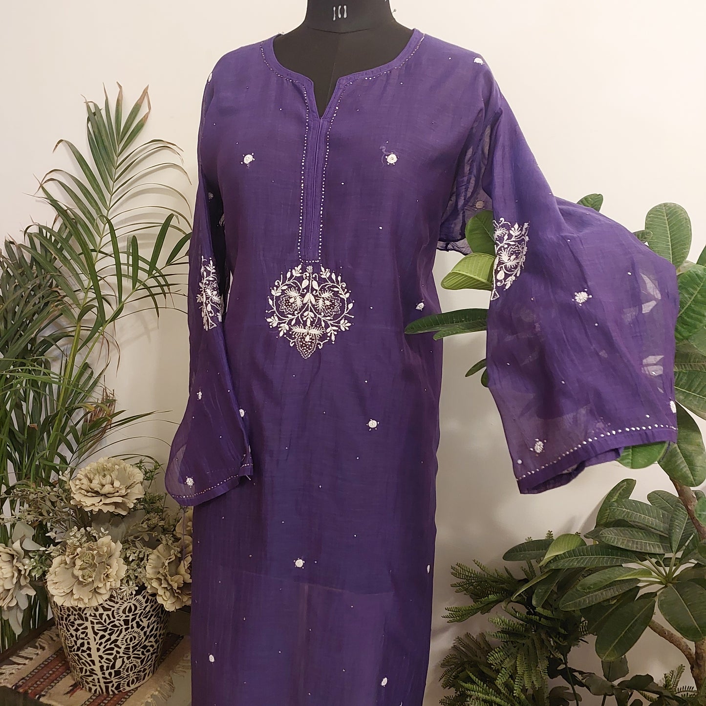 Nigar - Mul Chanderi Kurta Purple