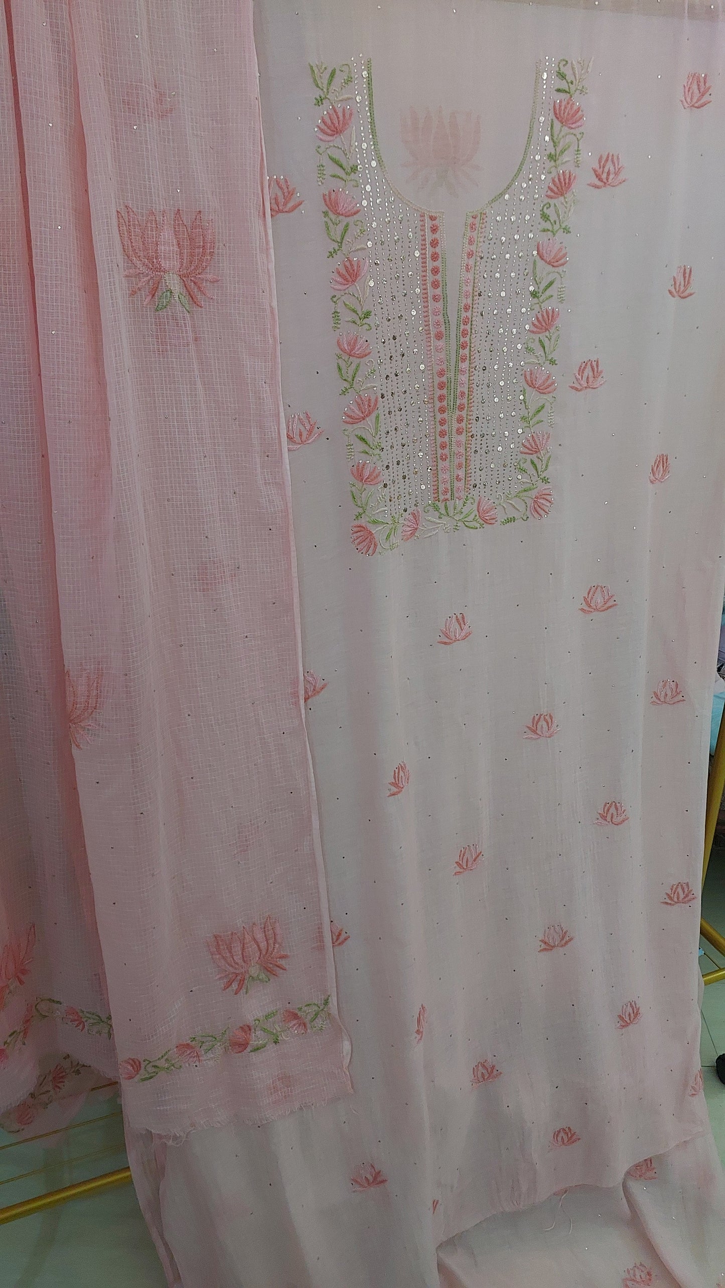 ~Lotus~Mul Chanderi Chikankari
