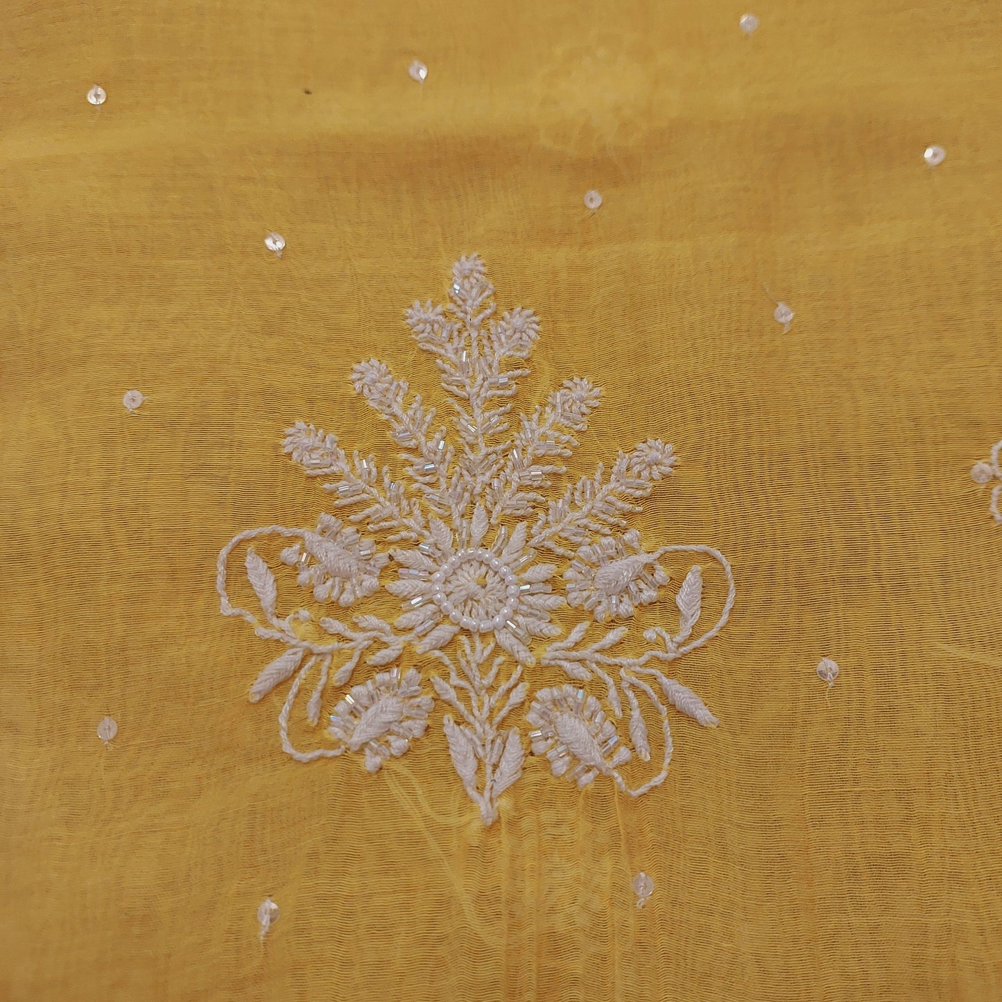 Pure Mul Chanderi Neck and Motifs