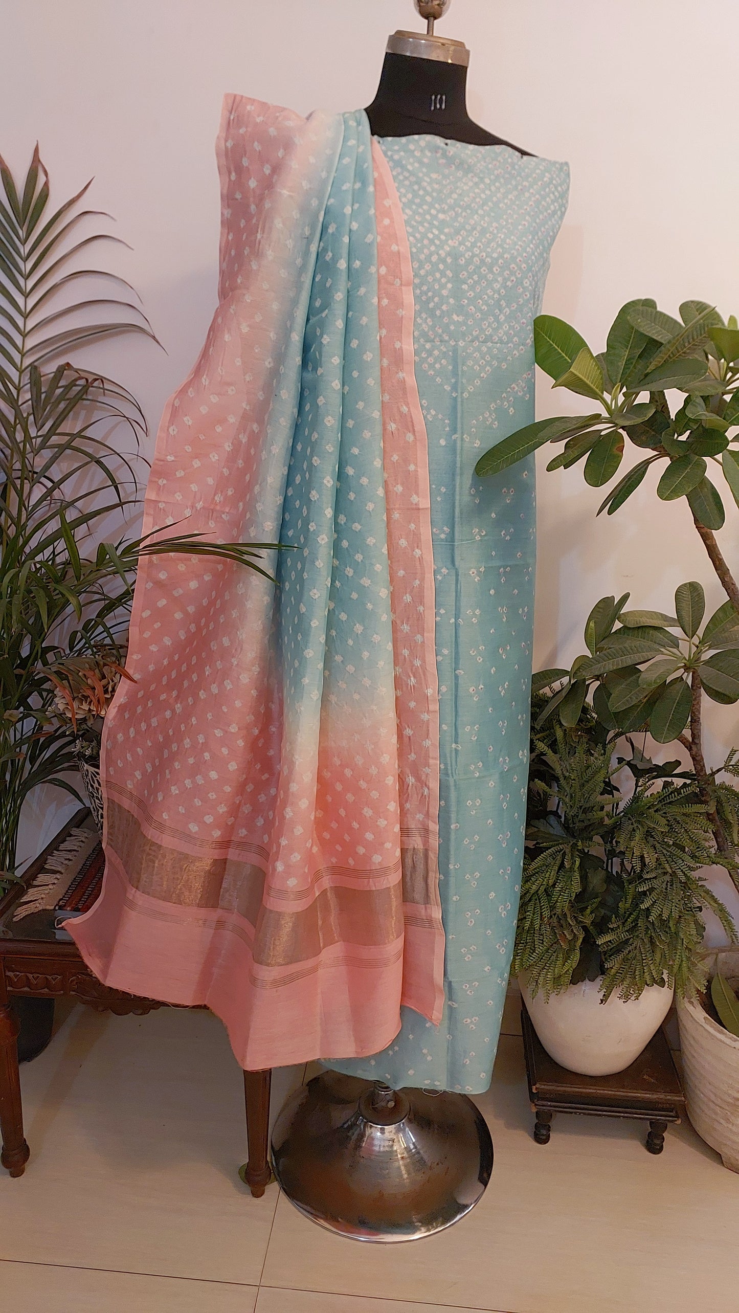 Chanderi Silk Bandhani Set