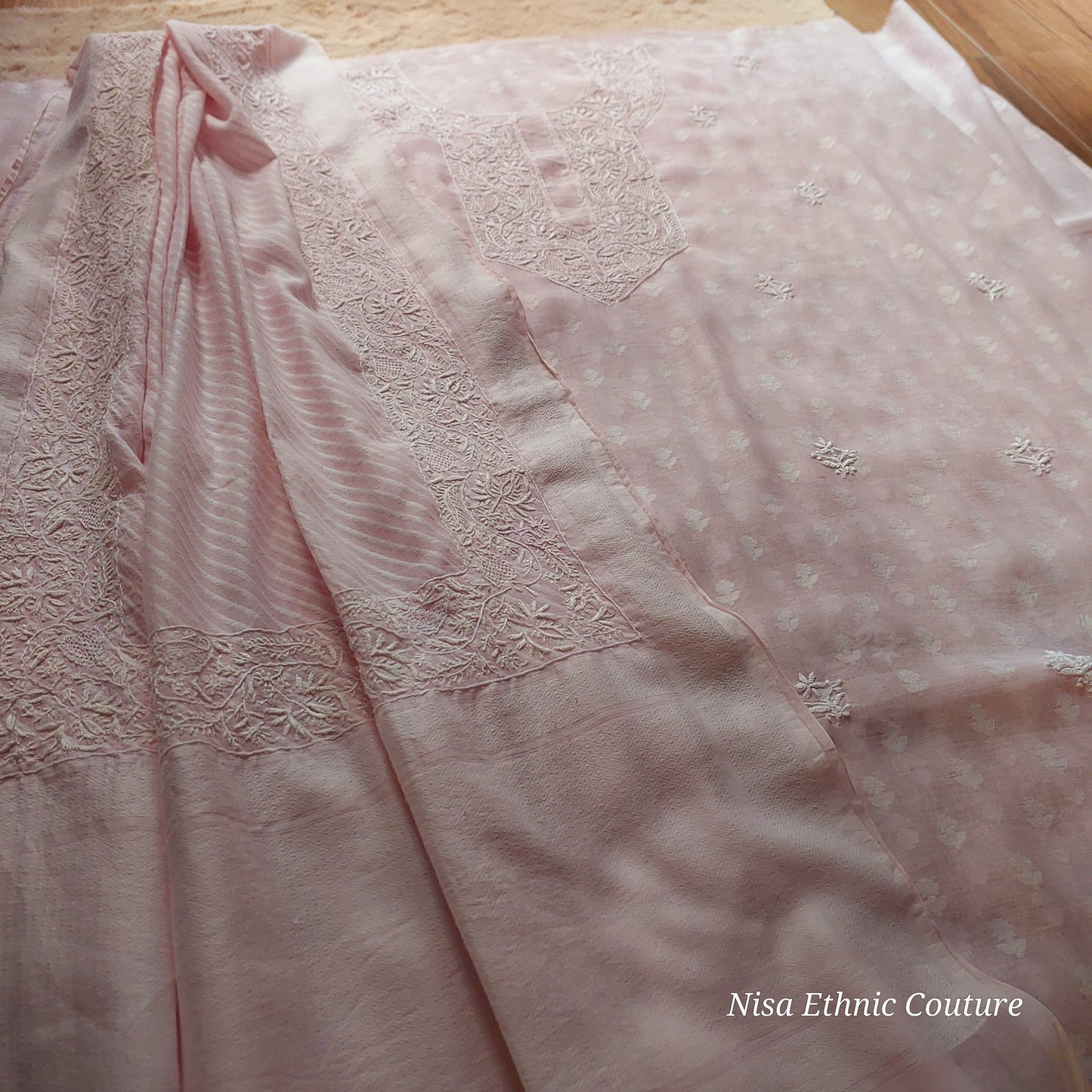 Handloom cotton chikankari kurta and dupatta