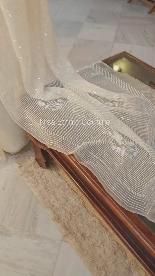 Pure Organza Chikankari Saree