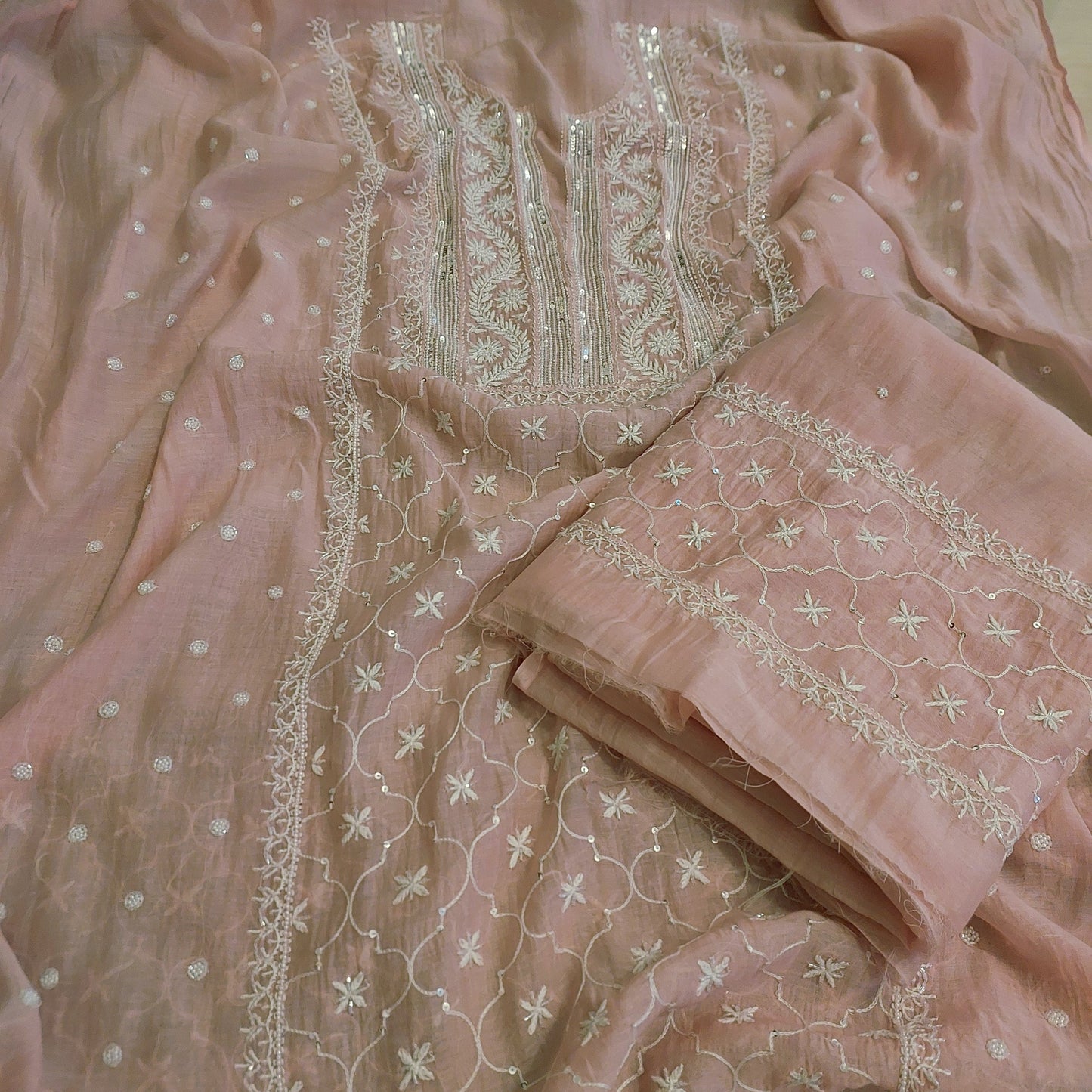 Mul Chanderi Chikankari Suit