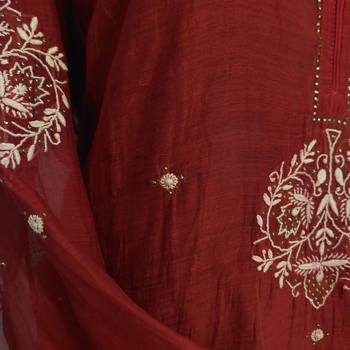 Nigar - Mul Chanderi Kurta Maroon