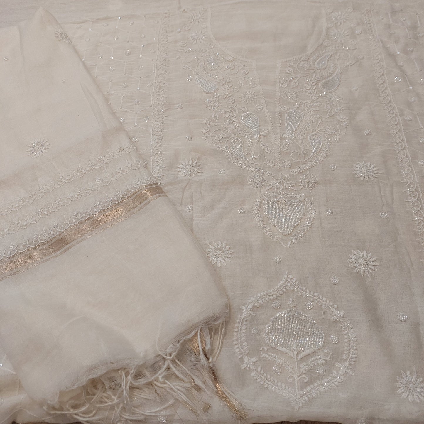 Mul Chanderi Chikankari Suit
