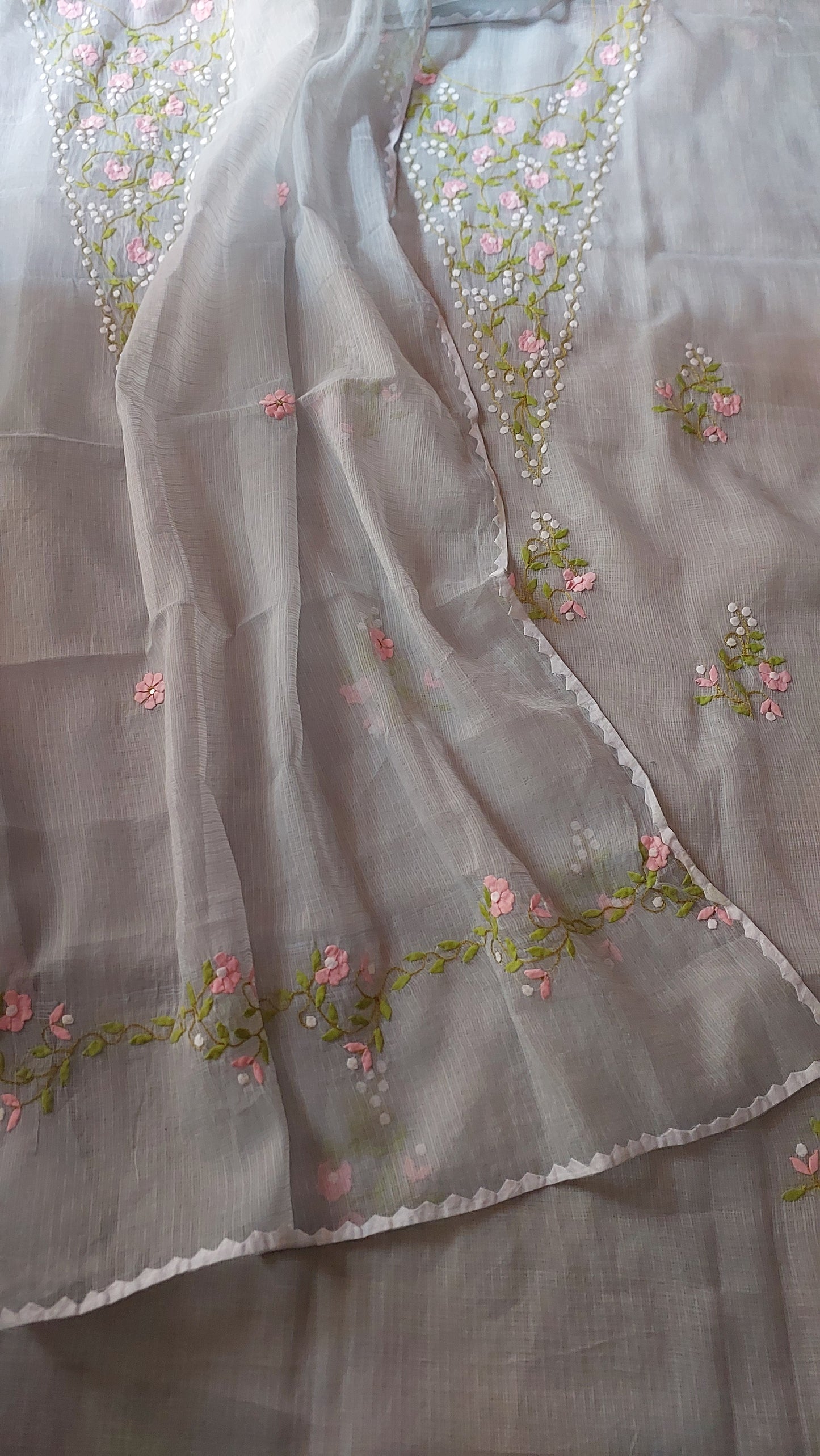 Kota Doriya Applique Phool Patti