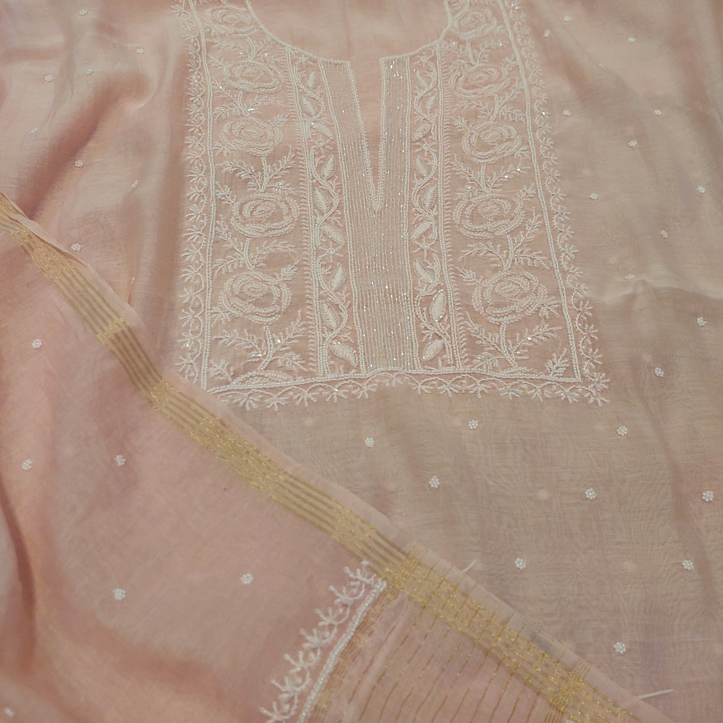 Mul Chanderi Rose (Powder Pink)