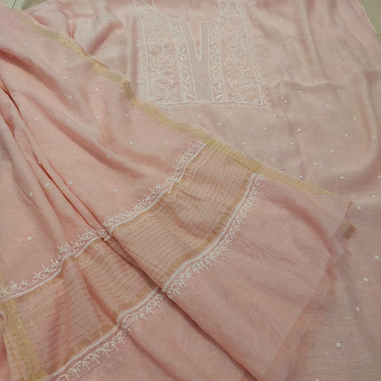 Mul Chanderi Rose (Powder Pink)