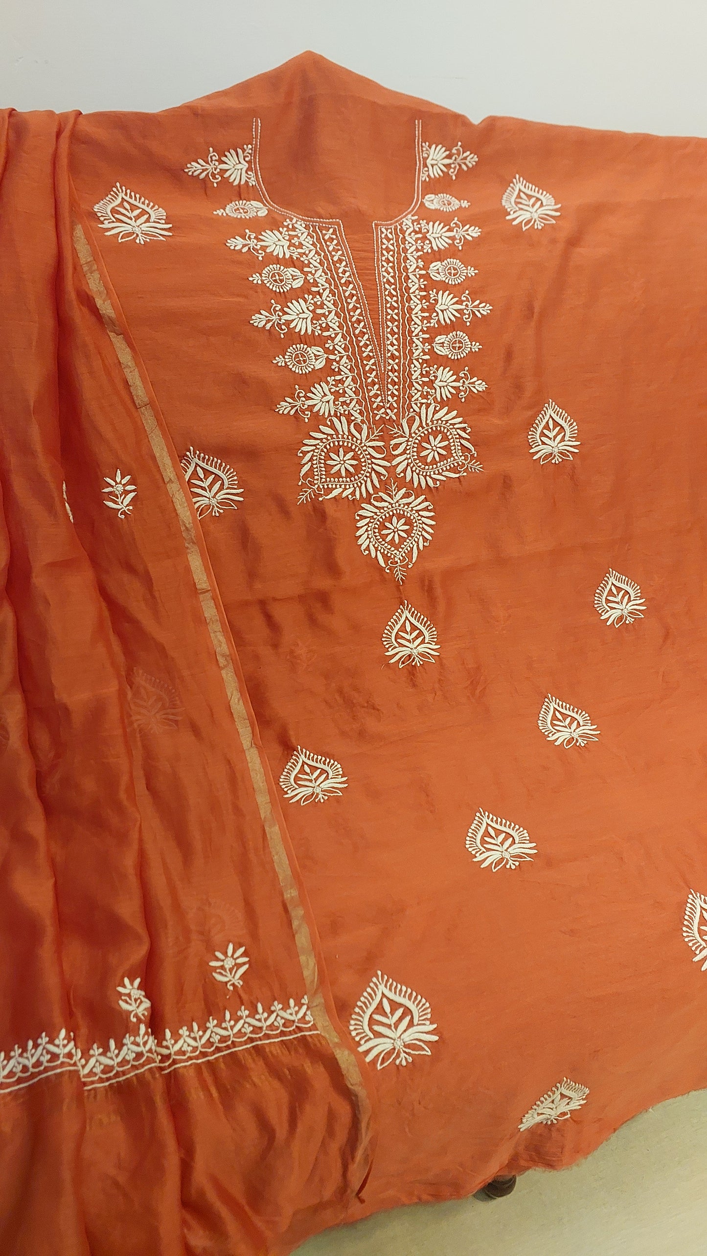 Chanderi Silk Chikankari Suit