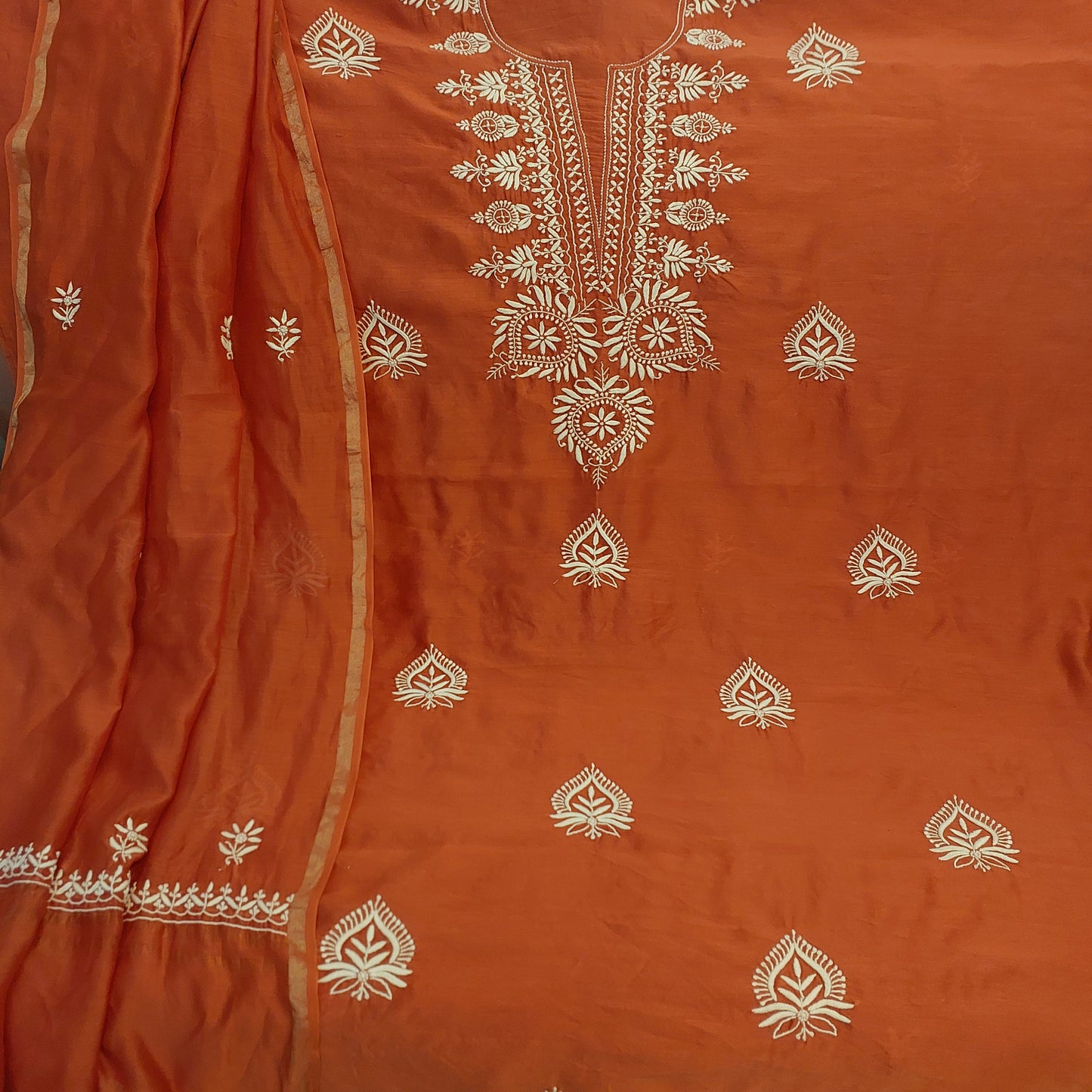 Chanderi Silk Chikankari Suit