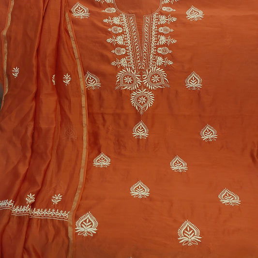 Chanderi Silk Chikankari Suit