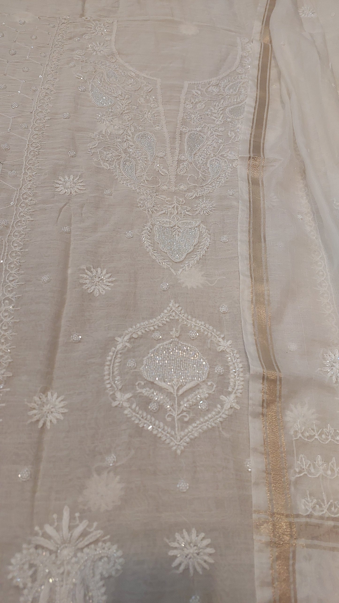 Mul Chanderi Chikankari Suit