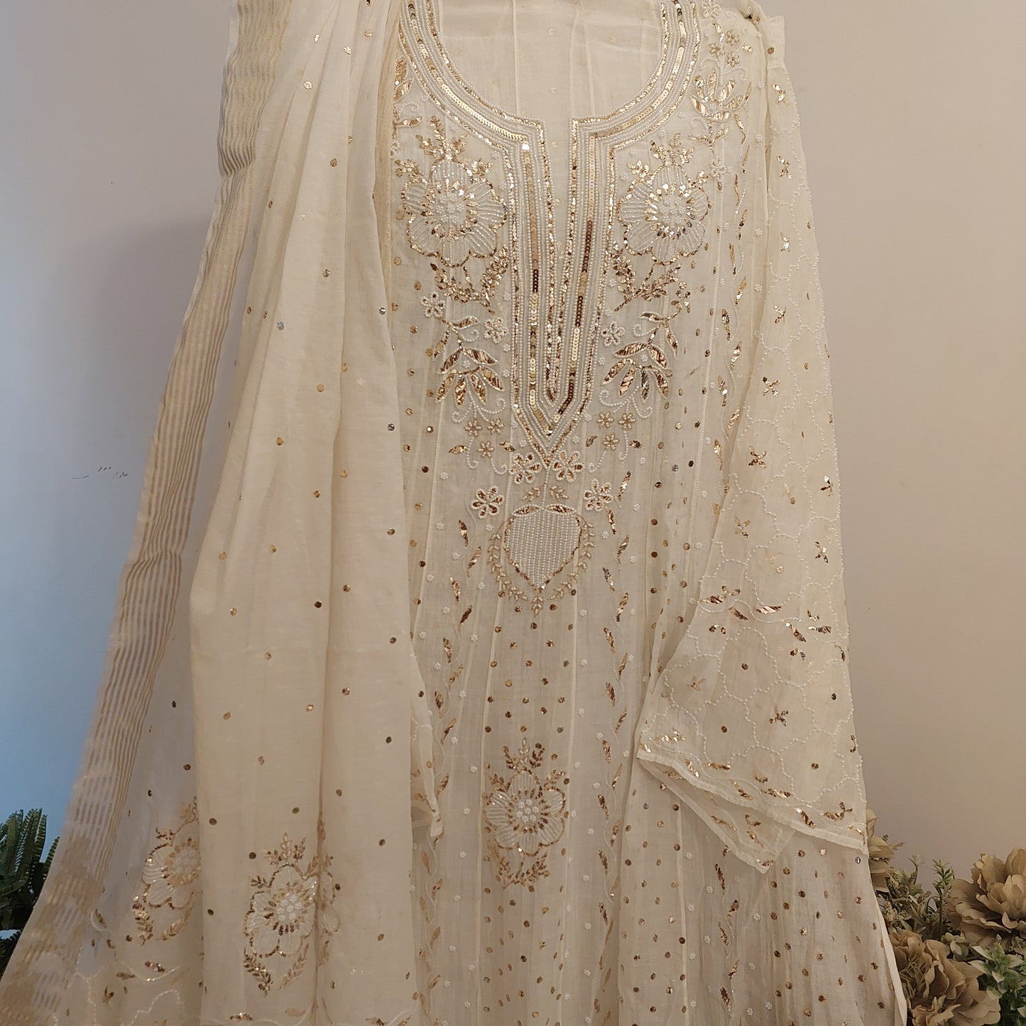 Mul Chanderi Mukaish Anarkali