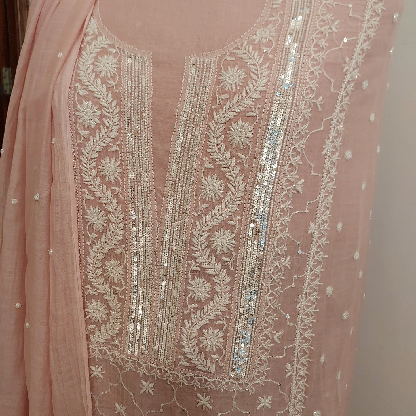 Mul Chanderi Chikankari Suit