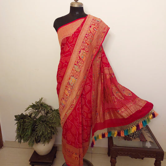 Rai Bandhej Georgette Saree