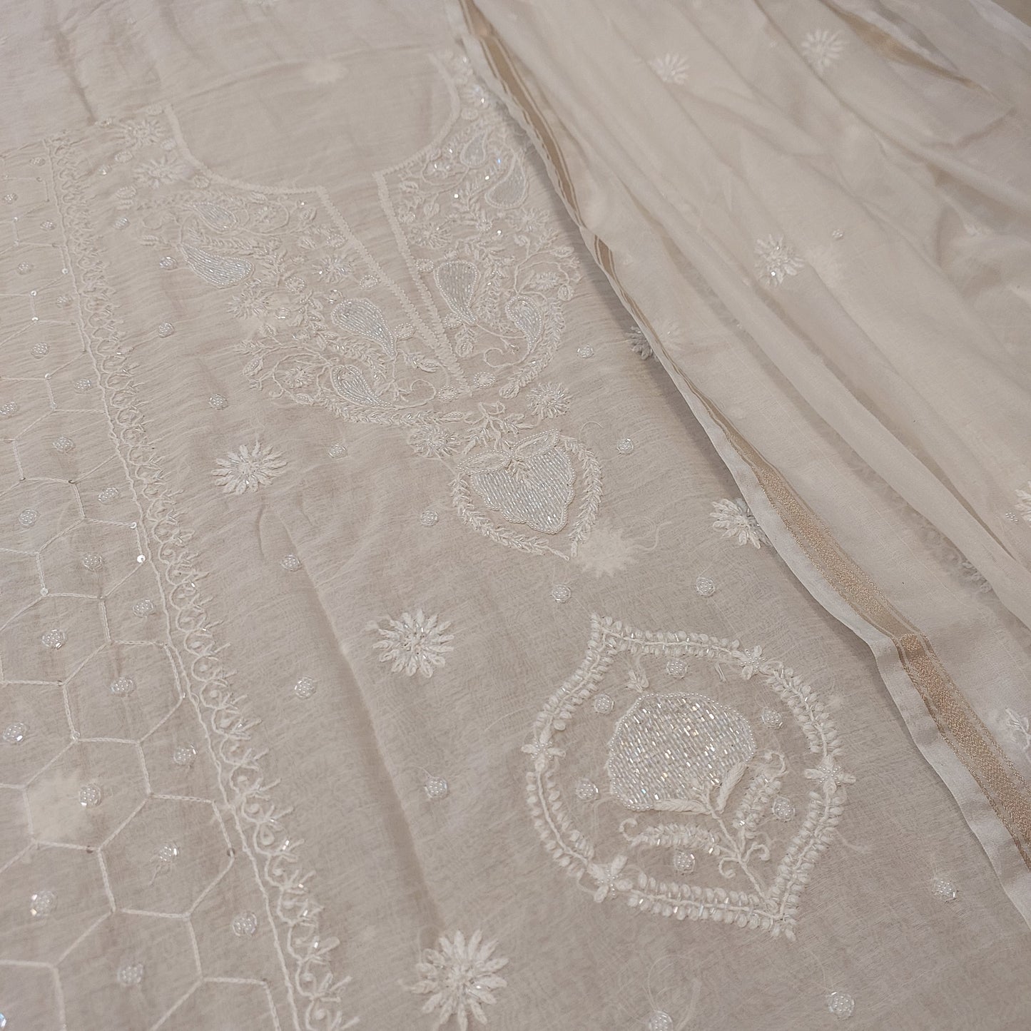 Mul Chanderi Chikankari Suit