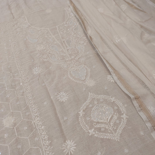 Mul Chanderi Chikankari Suit