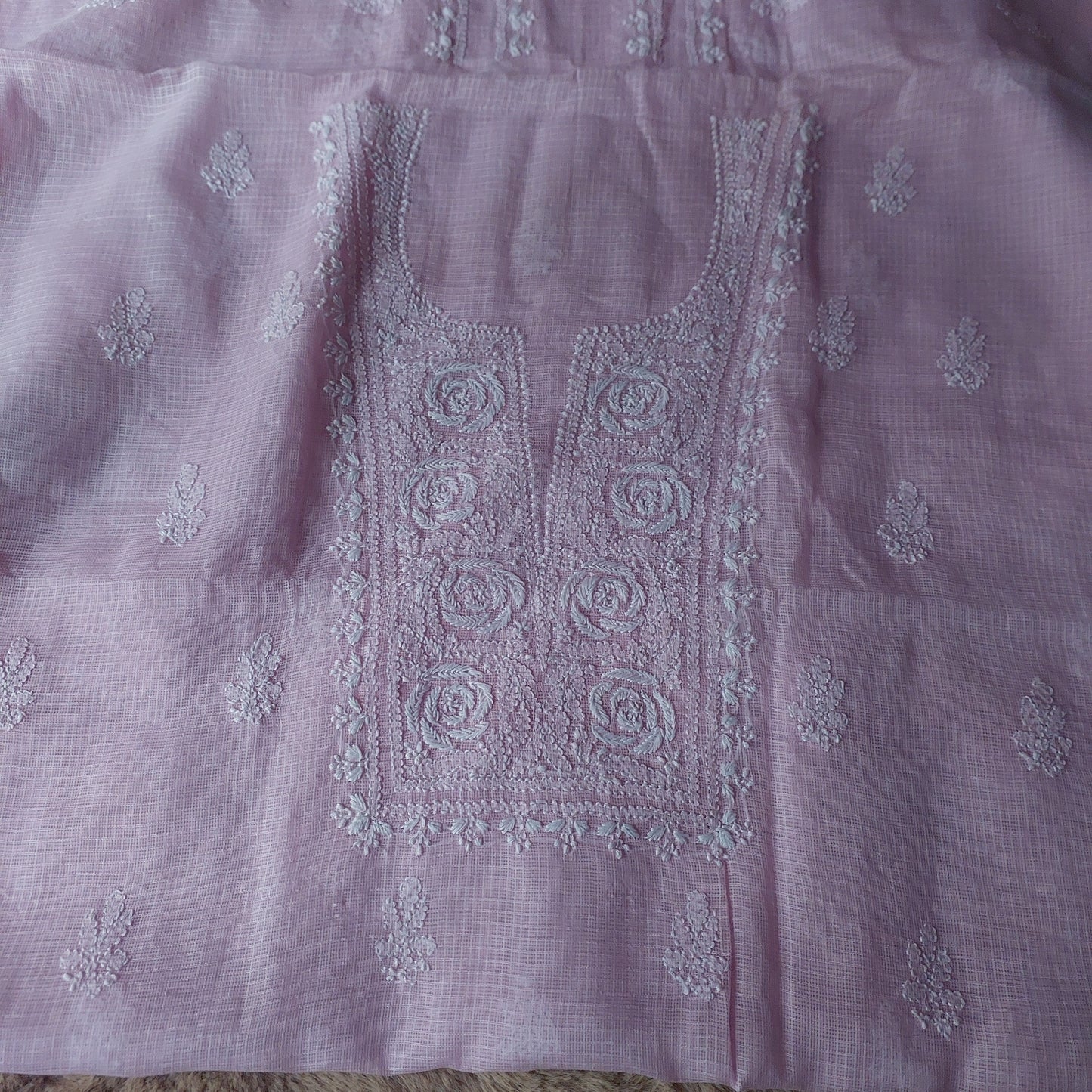 Kota Doriya Rose Chikankari (Baby Pink)