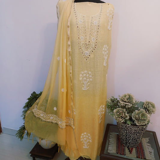 Mul Chanderi Chikankari Suit