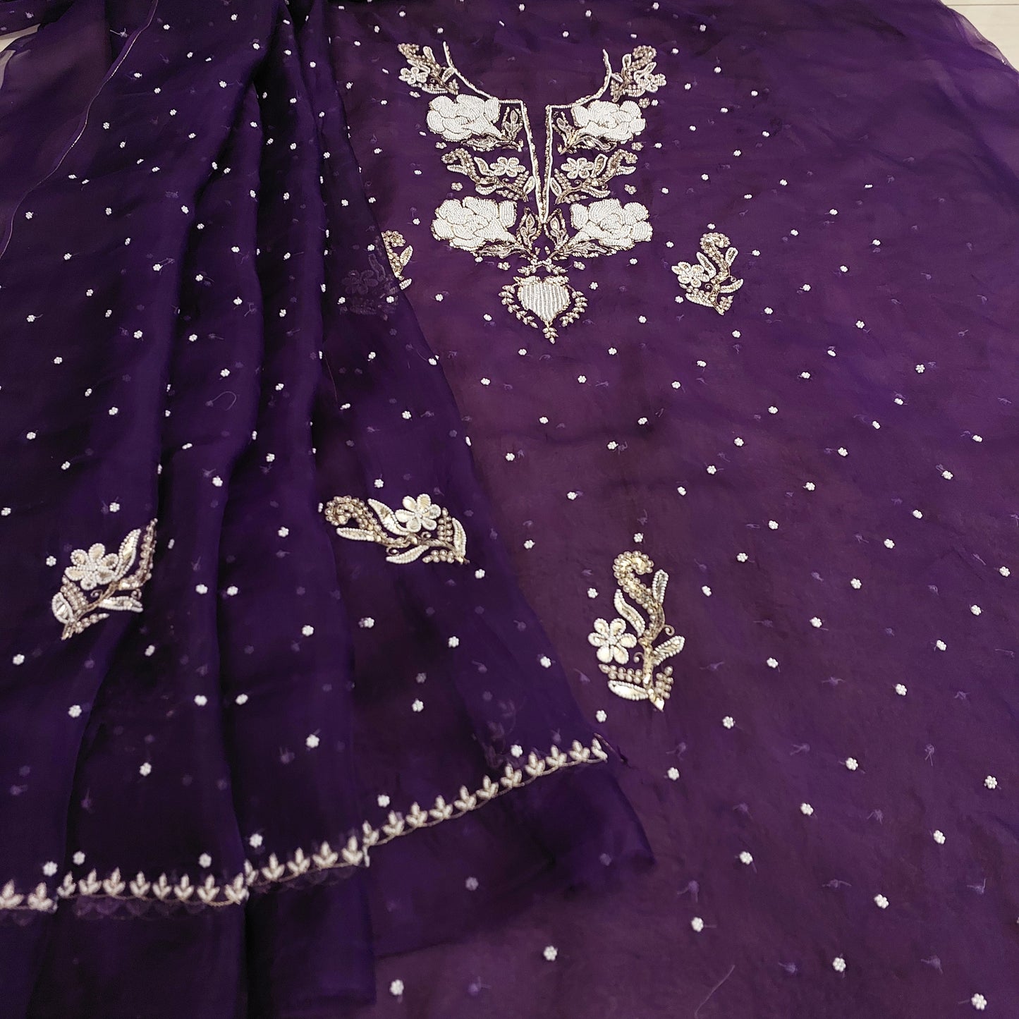 Pure Organza Pearl Mukaish