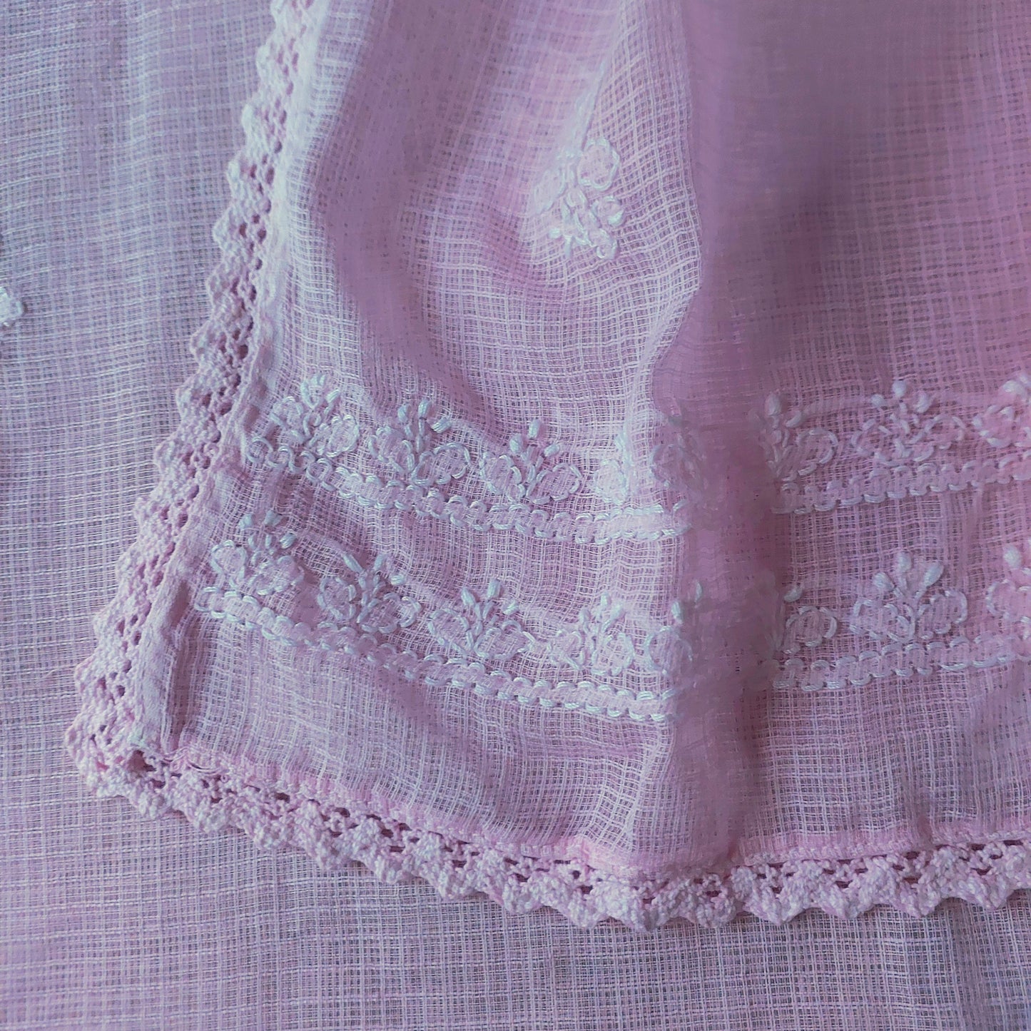 Kota Doriya Rose Chikankari (Baby Pink)