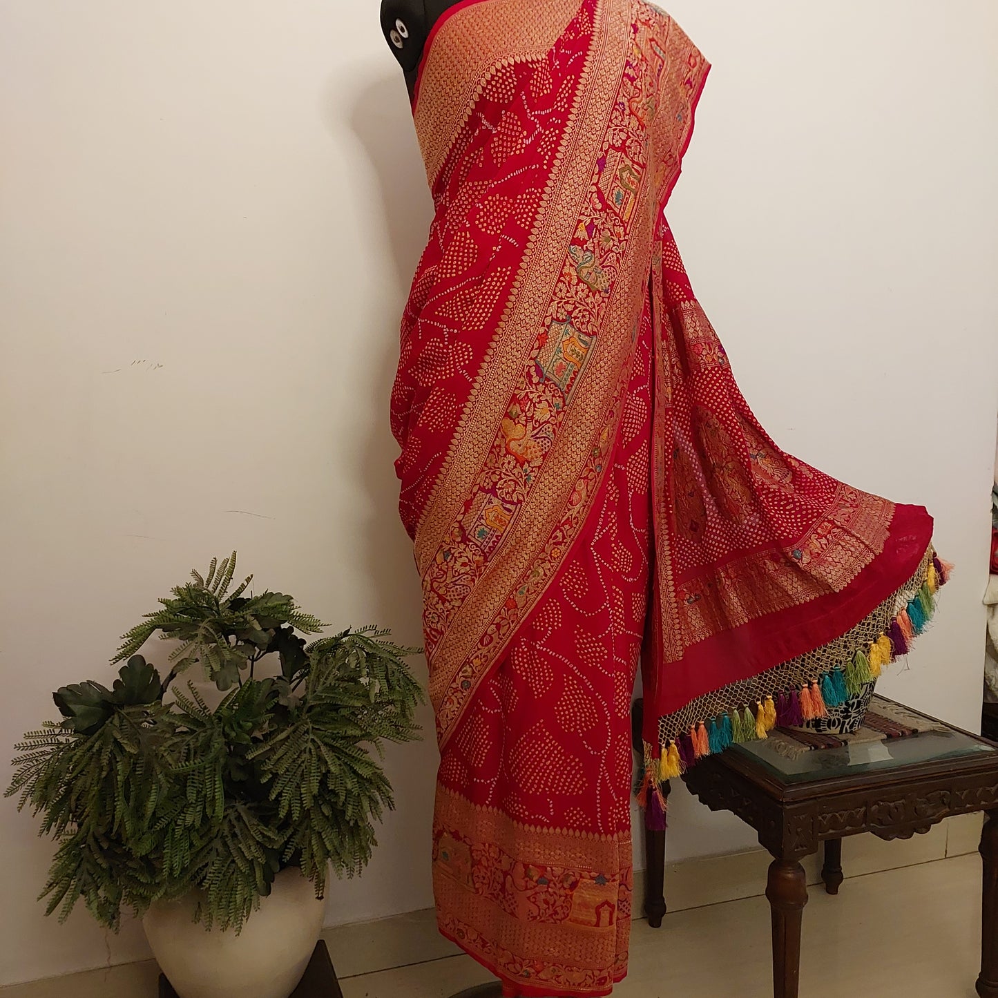 Rai Bandhej Georgette Saree