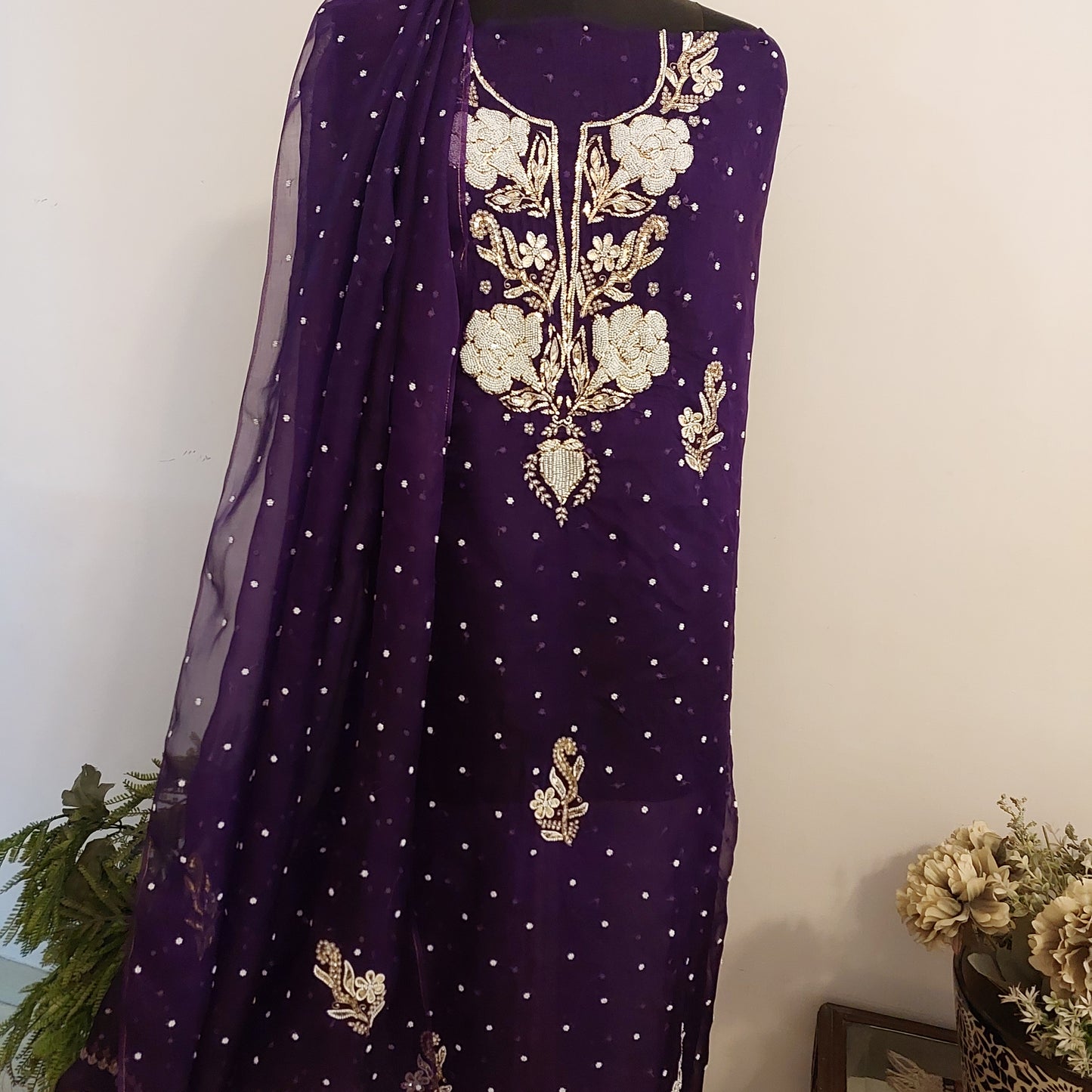 Pure Organza Pearl Mukaish