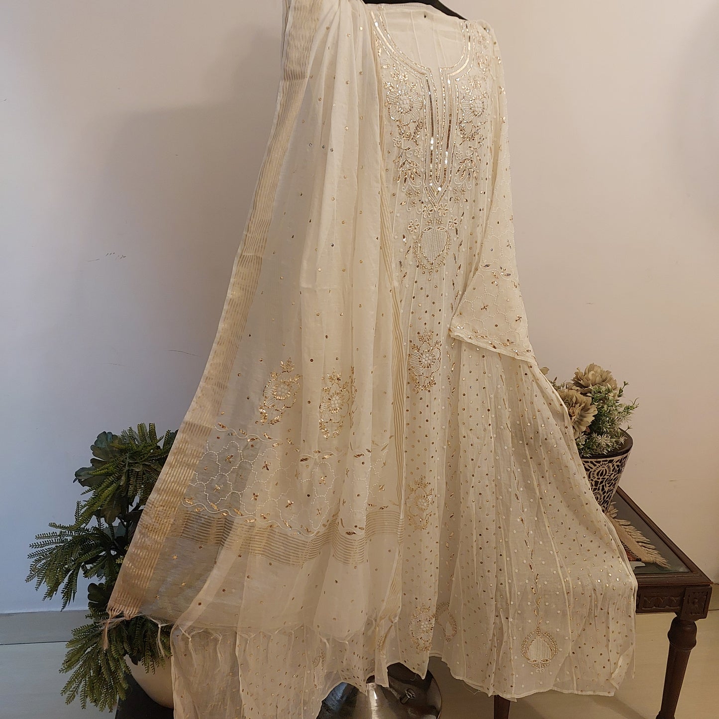 Mul Chanderi Mukaish Anarkali