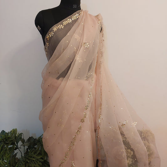 Madhumalti ~ Pure Organza Mukaish Saree