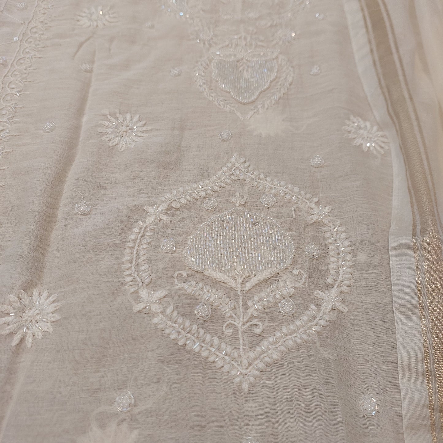 Mul Chanderi Chikankari Suit