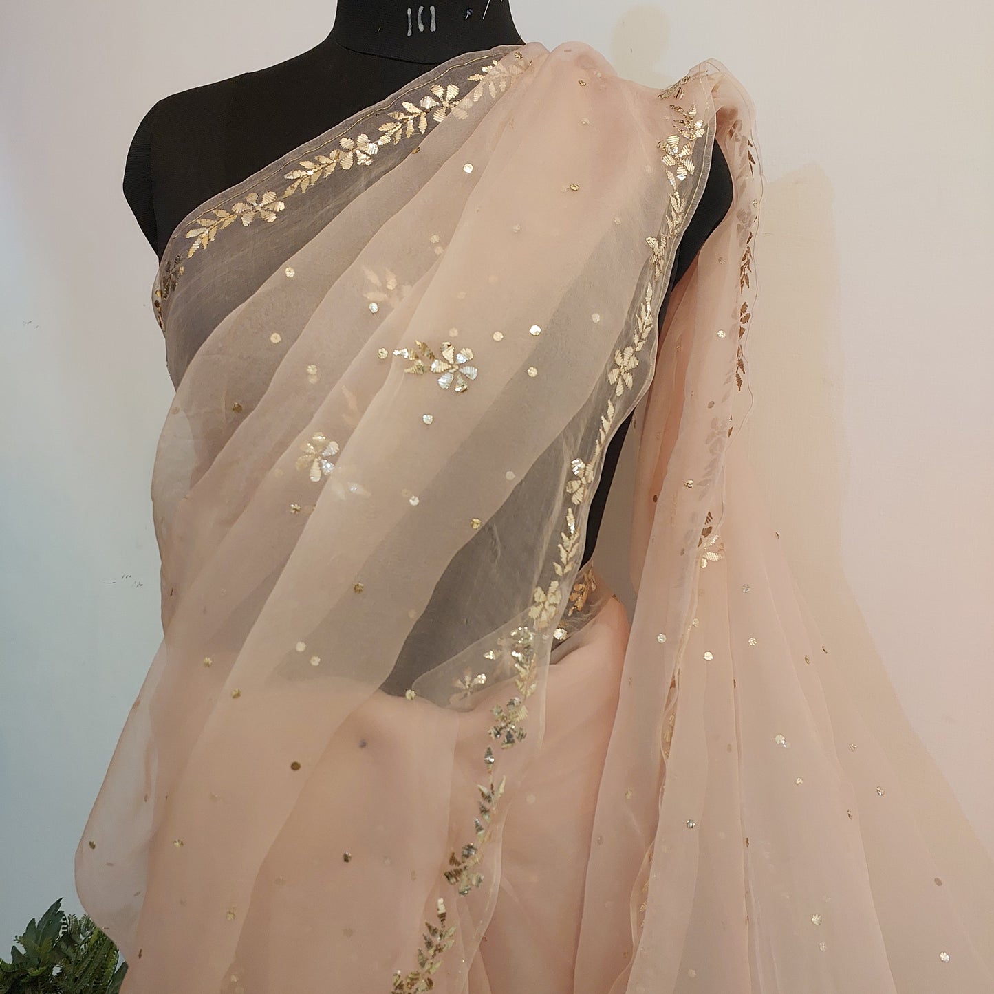 Madhumalti ~ Pure Organza Mukaish Saree