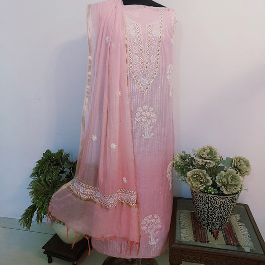 Mul Chanderi Chikankari Suit