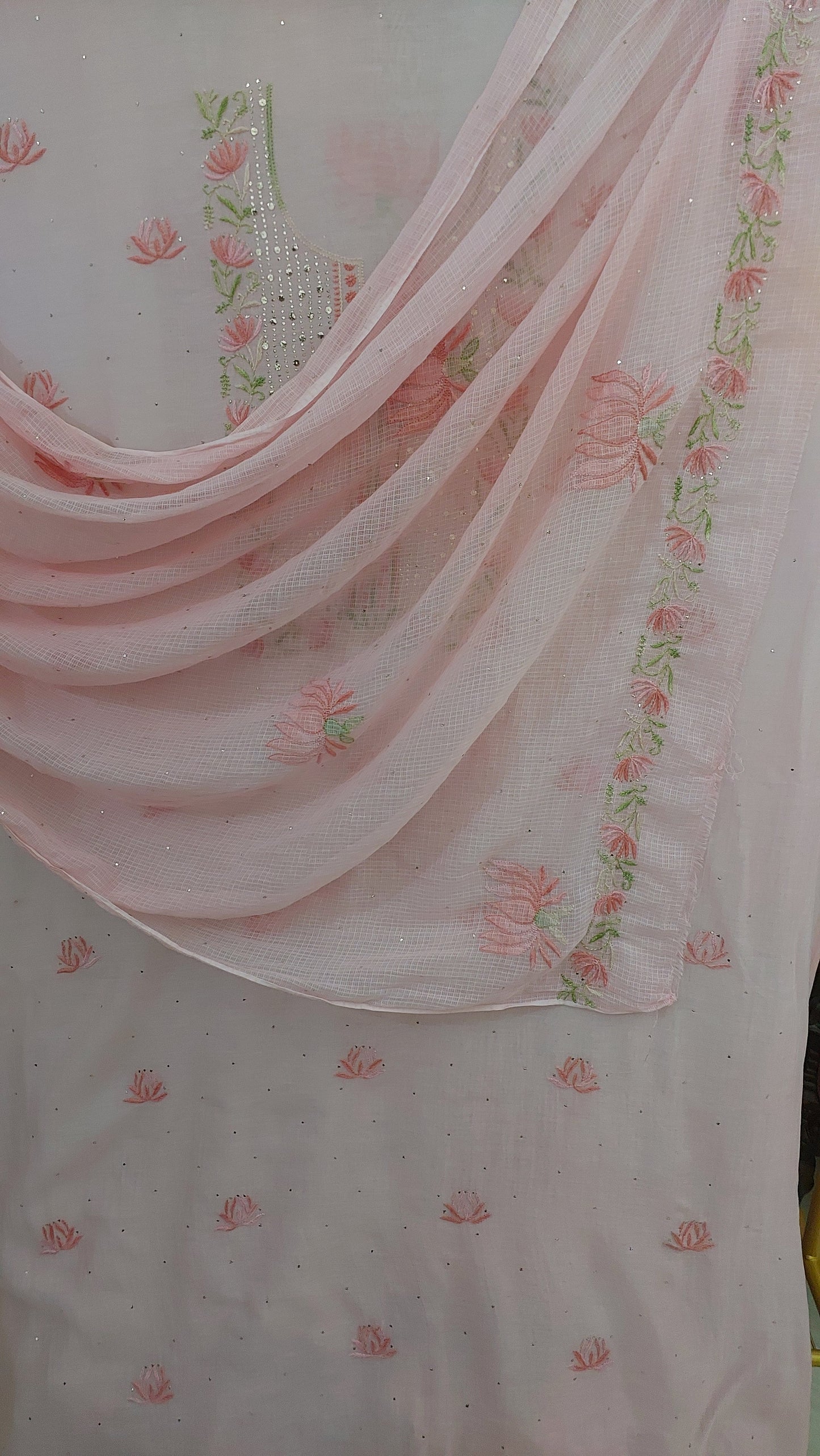 ~Lotus~Mul Chanderi Chikankari