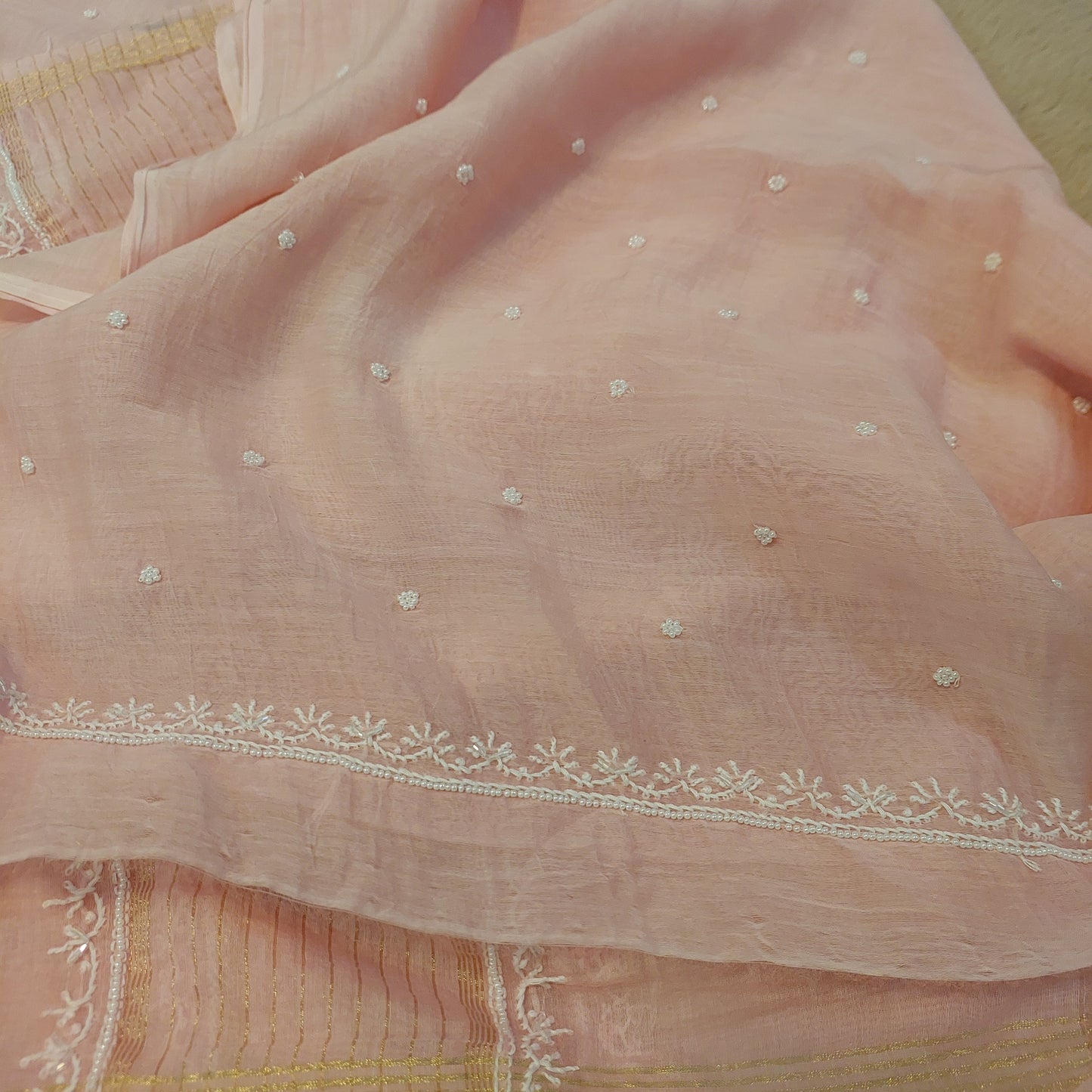 Mul Chanderi Rose (Powder Pink)