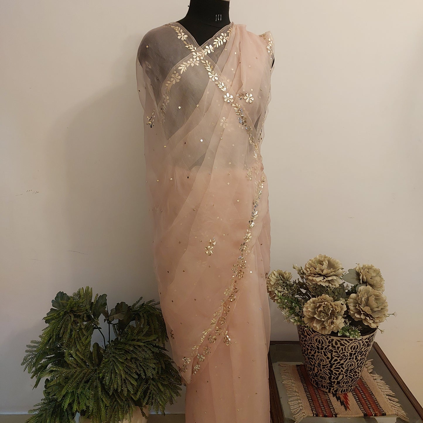 Madhumalti ~ Pure Organza Mukaish Saree
