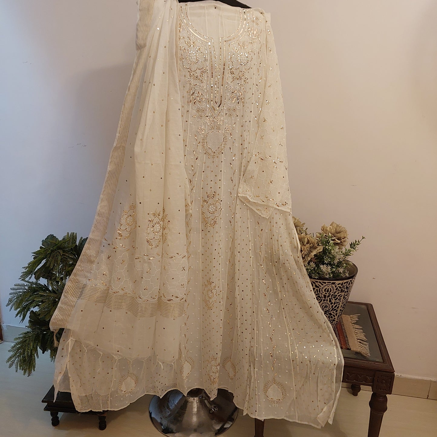 Mul Chanderi Mukaish Anarkali