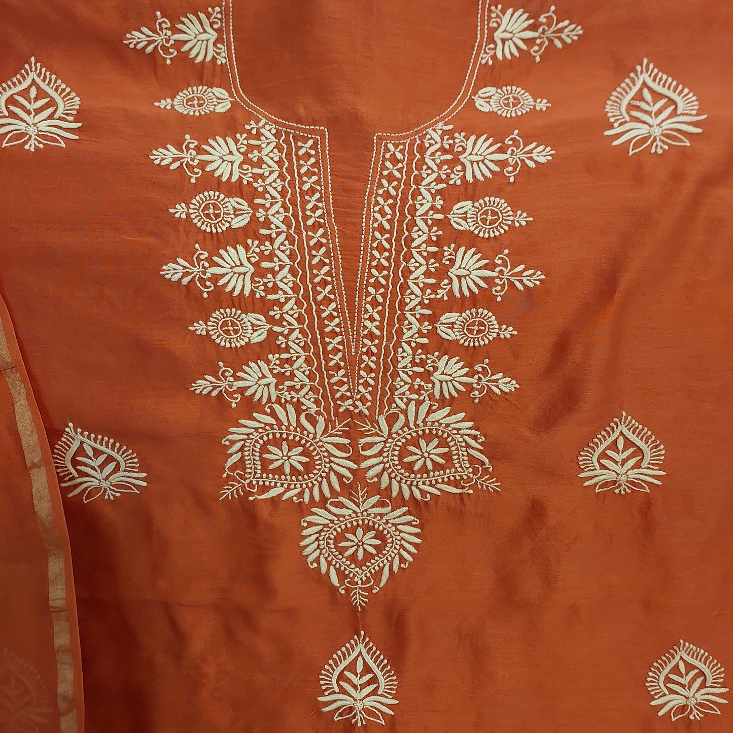 Chanderi Silk Chikankari Suit