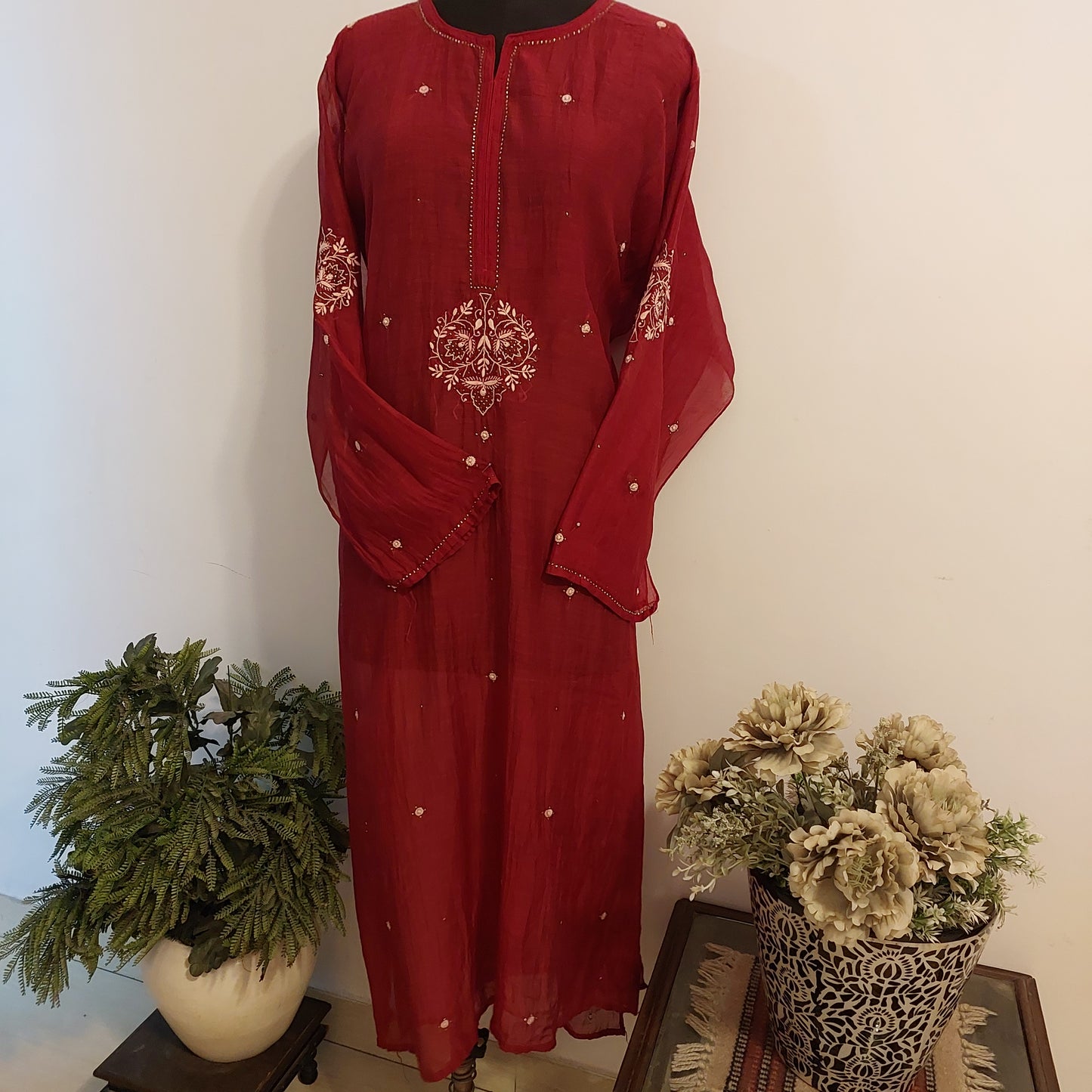 Nigar - Mul Chanderi Kurta Maroon