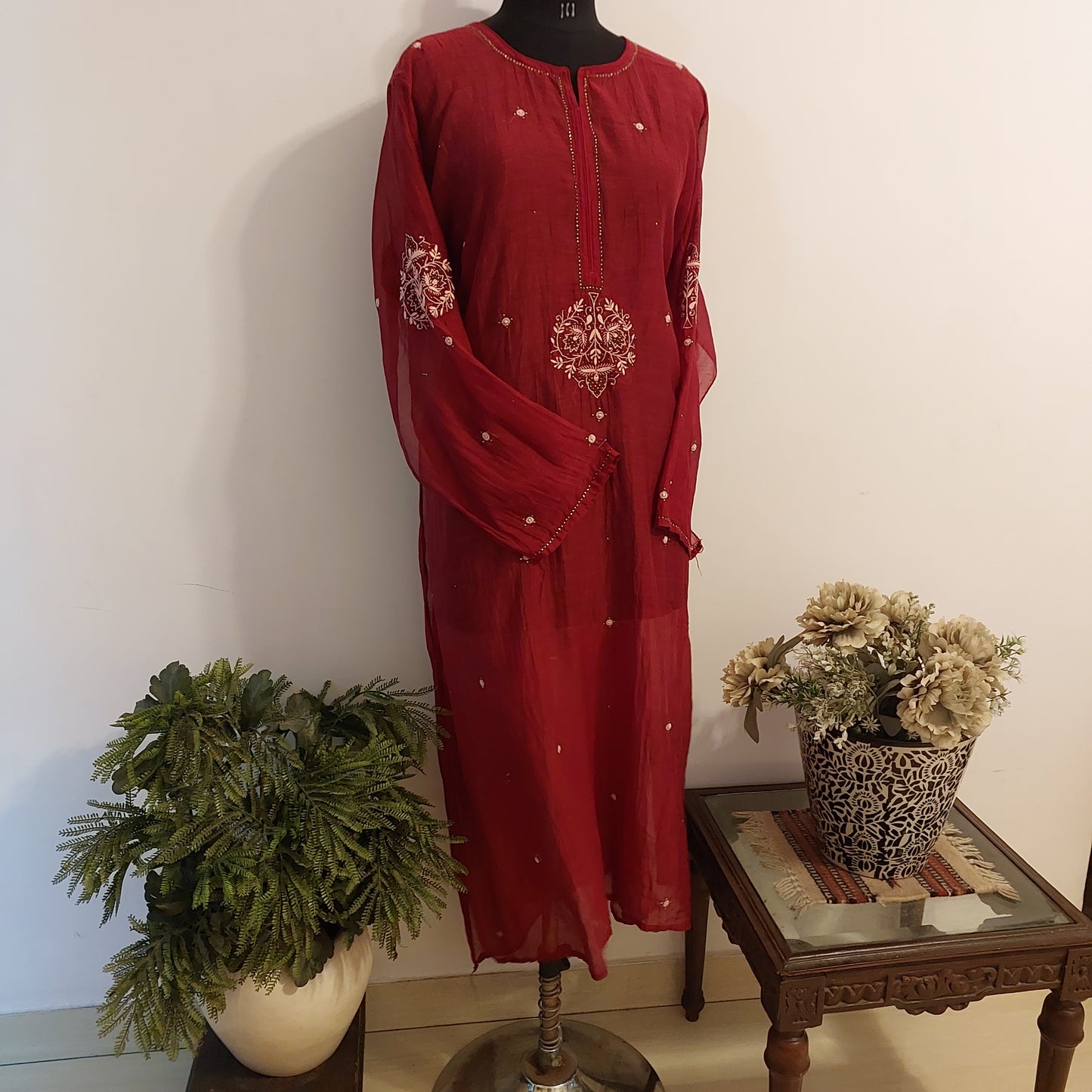 Nigar - Mul Chanderi Kurta Maroon