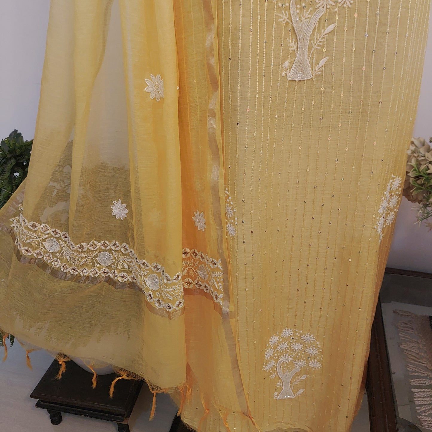 Mul Chanderi Chikankari Suit