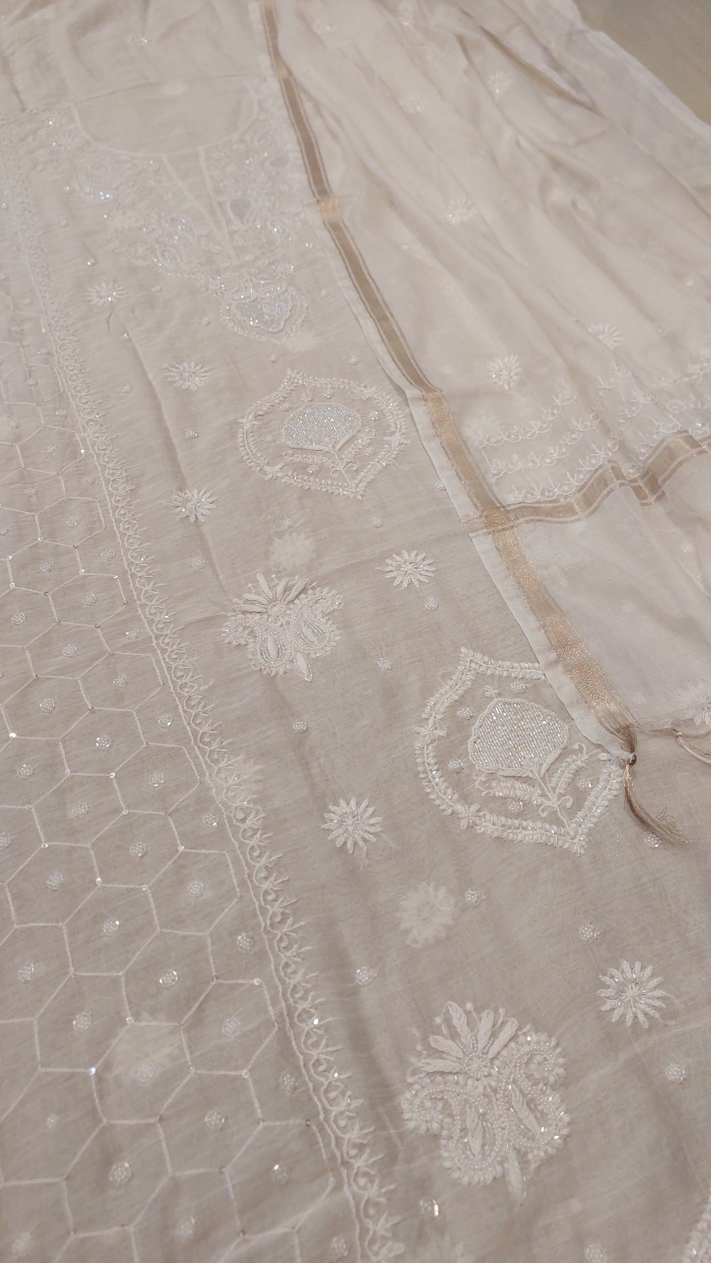 Mul Chanderi Chikankari Suit